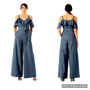 EShakti’s WAYWARD FANCIES
Ruffle Sweetheart Neck Chambray Jumpsuit